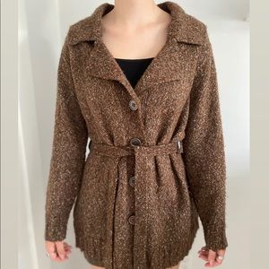 Brown Cardigan, with rain thread